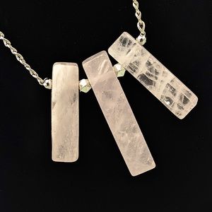 Rose Quartz Crystal Necklace on Silver Chain